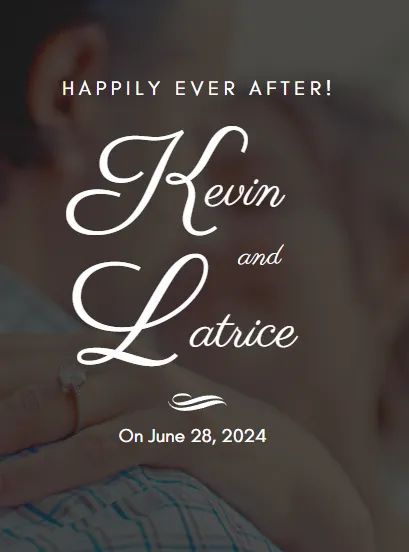 marriage of Kevin and Latrice on June 28th